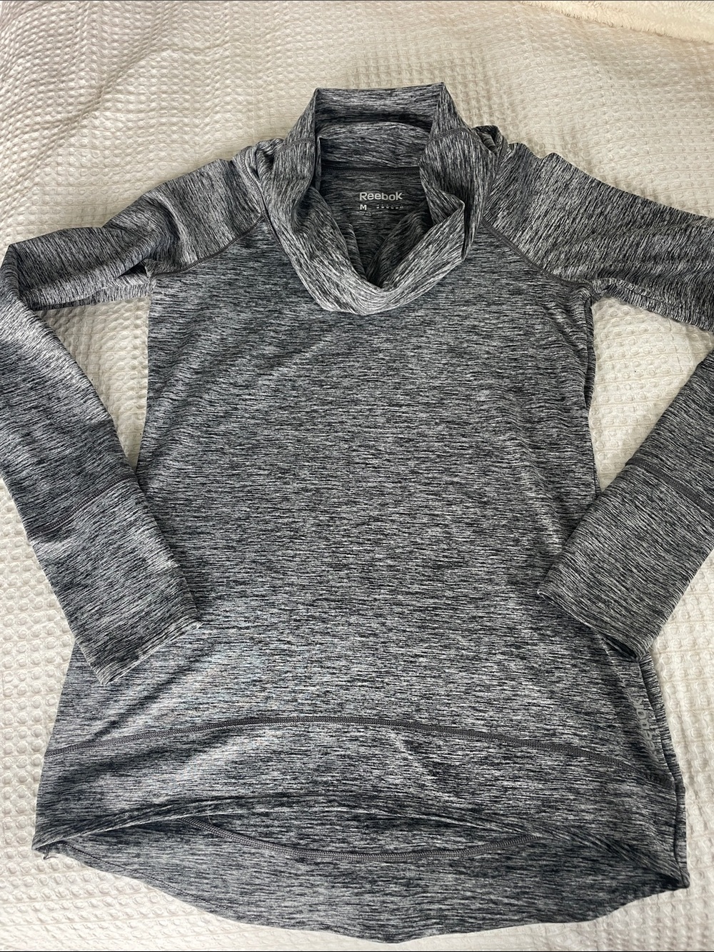 Reebok Women's Heather Gray Cowl Neck Long Sleeve Top